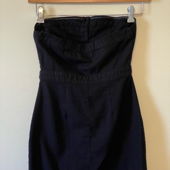 Hem & Thread S black cocktail academia bodycon dress button up party pockets - Picture 6 of 7